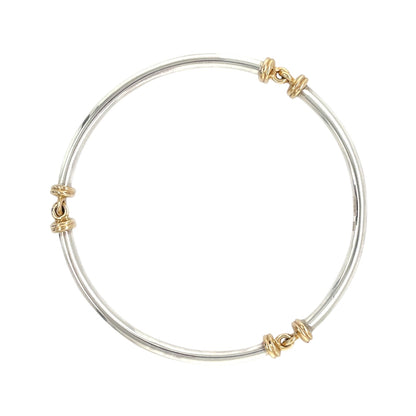 Silver & 9ct Yellow Gold Articulated Bangle