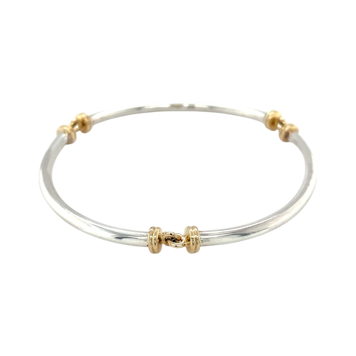 Silver & 9ct Yellow Gold Articulated Bangle