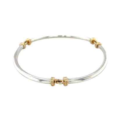 Silver & 9ct Yellow Gold Articulated Bangle