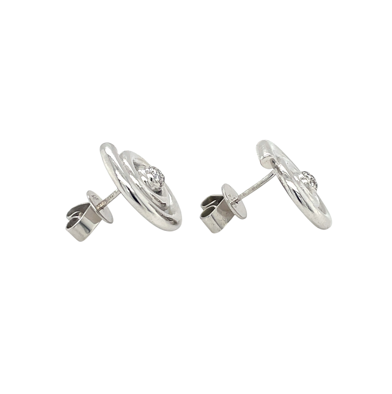 18ct White Gold Diamond Swirl Studs