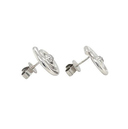 18ct White Gold Diamond Swirl Studs
