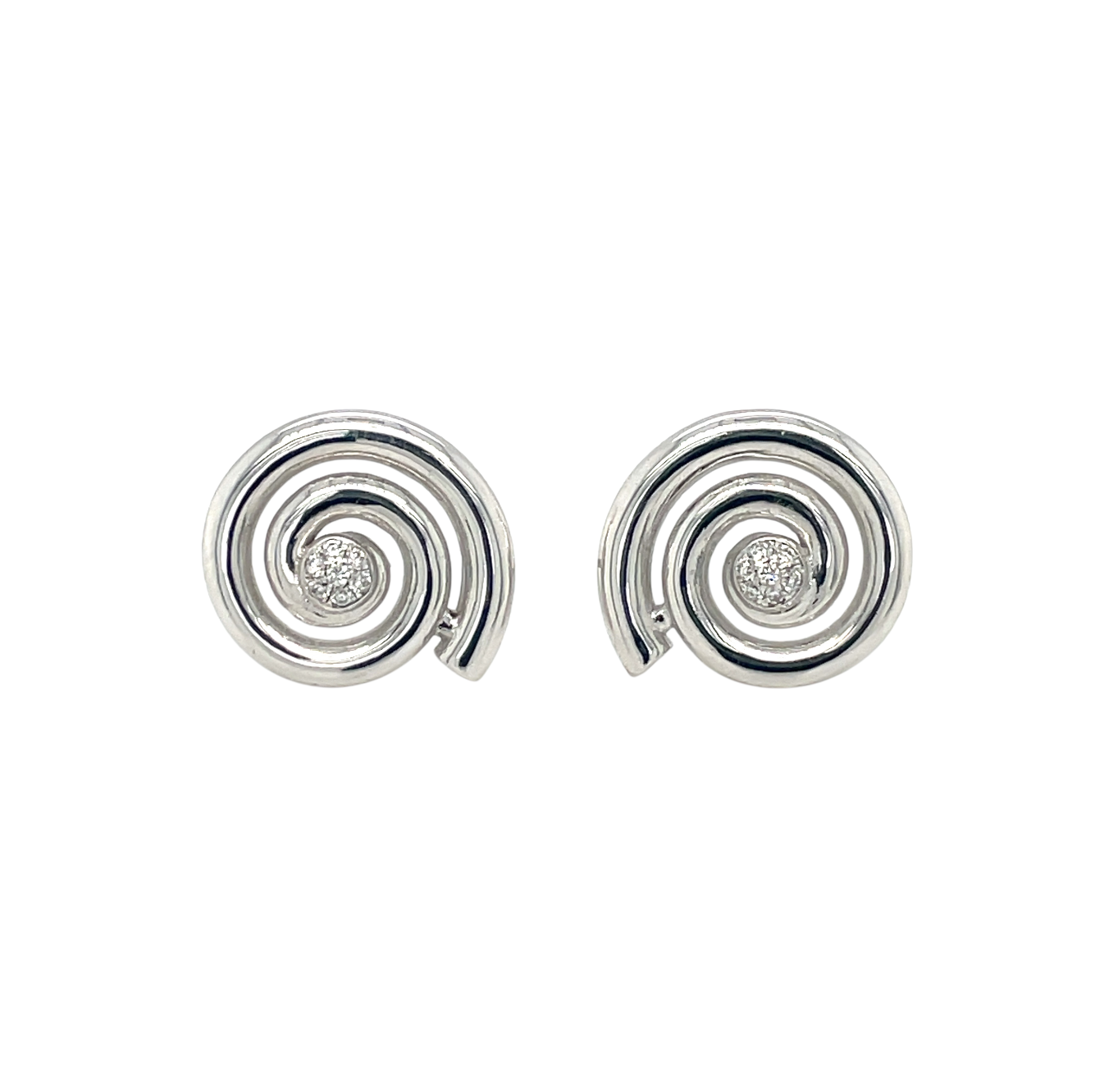 18ct White Gold Diamond Swirl Studs