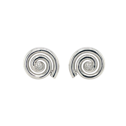 18ct White Gold Diamond Swirl Studs