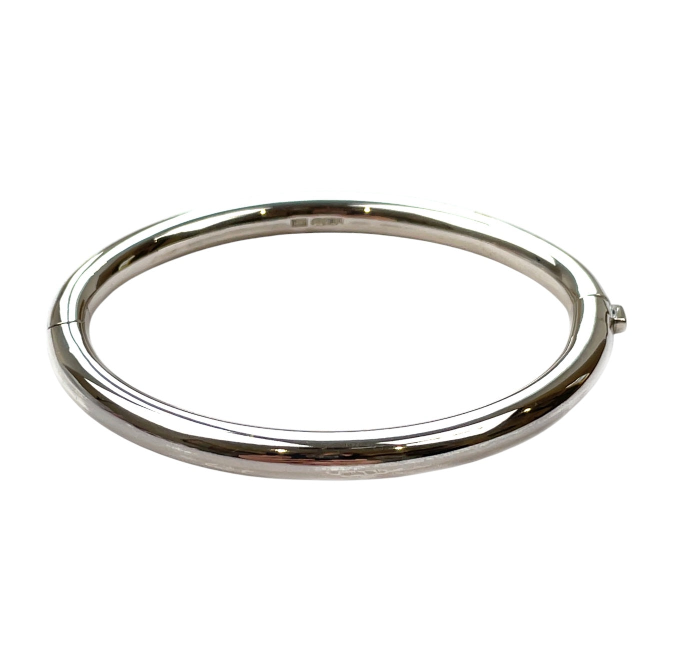 Silver Hinged Oval Bangle