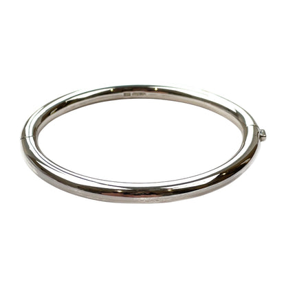 Silver Hinged Oval Bangle