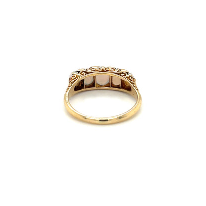 18ct Yellow Gold Opal Carved Half-Hoop Five-Stone Ring