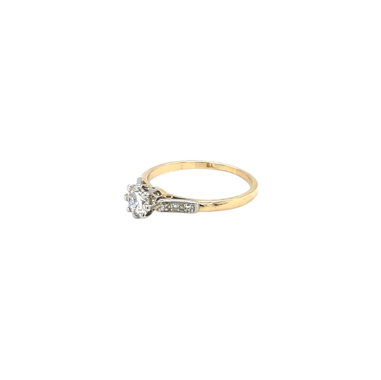 18ct Yellow Gold & Platinum Diamond Solitaire Ring (P1/2)