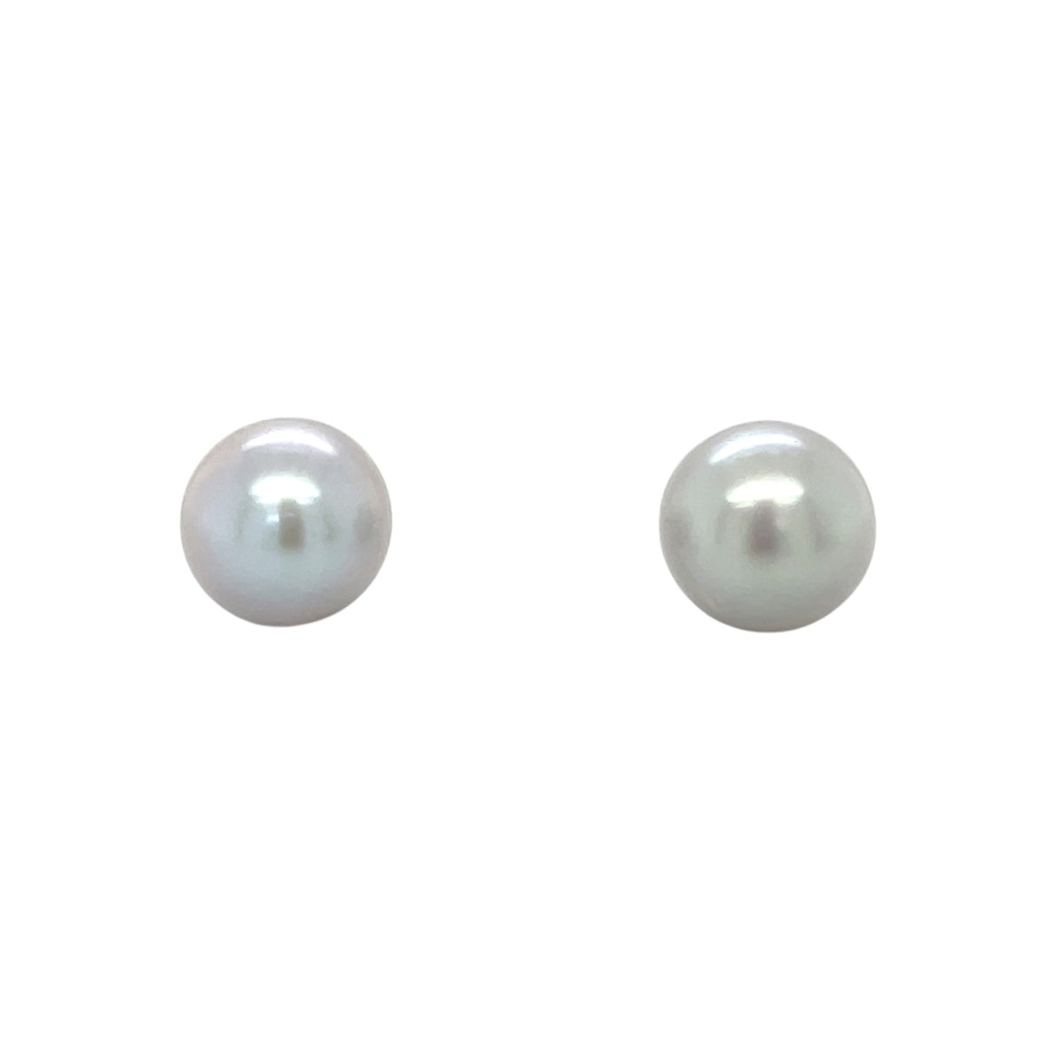 Silver Large Grey Freshwater Pearl Stud Earrings (12mm)