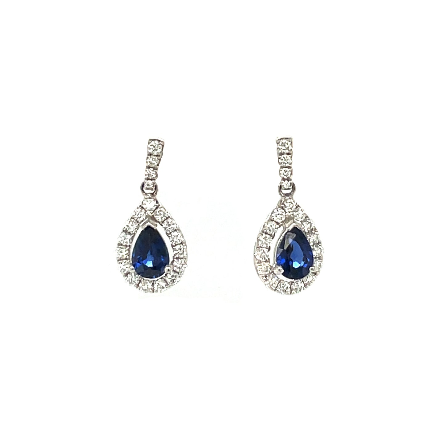 18 Carat White Gold Sapphire 1.03 Carat/Diamond 0.47 Carat Drop Earrings