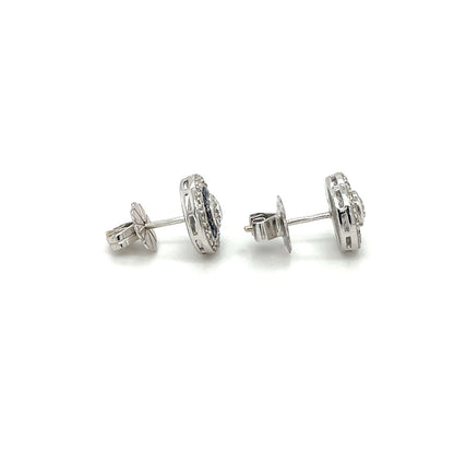 18ct White Gold Sapphire & Diamond Target Stud Earrings