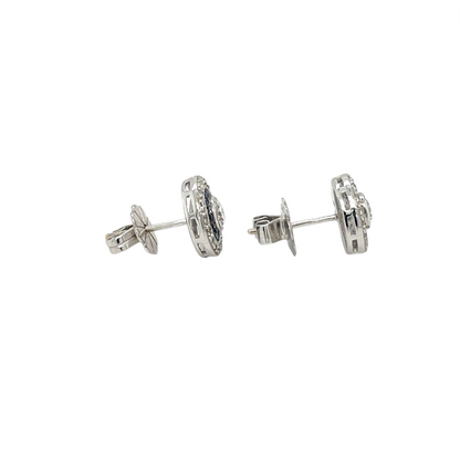 18ct White Gold Sapphire & Diamond Target Stud Earrings