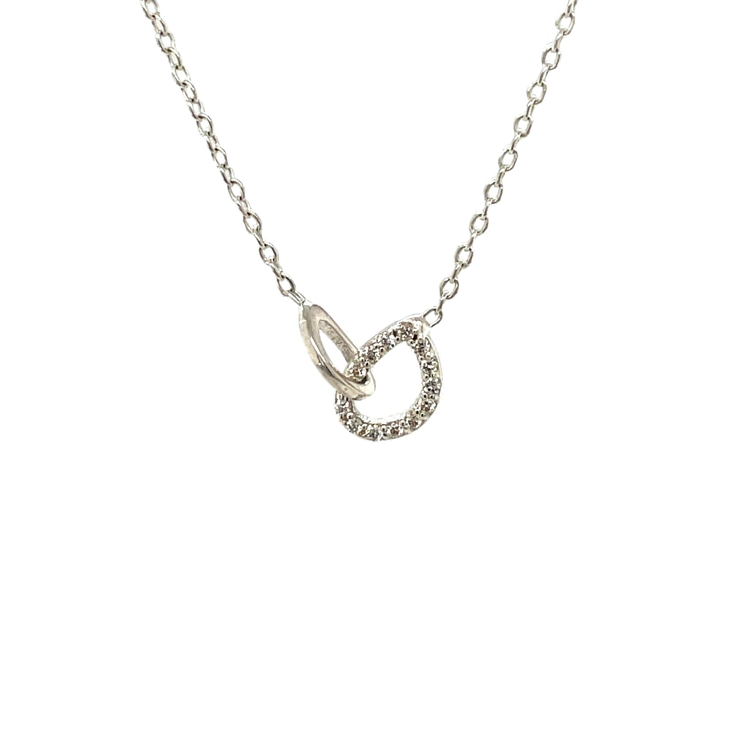 Silver & Diamond Drop Necklace (16-18")