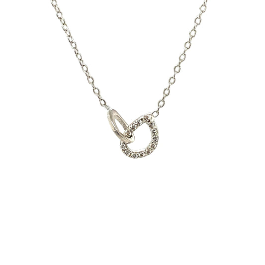 Silver & Diamond Drop Necklace (16-18")