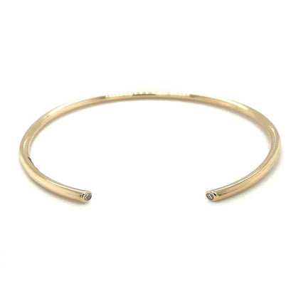 9ct Yellow Gold Torque Bangle With Diamond Ends (60x50mm)
