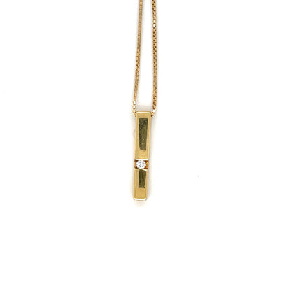 18ct Yellow Gold Diamond Bar Pendant