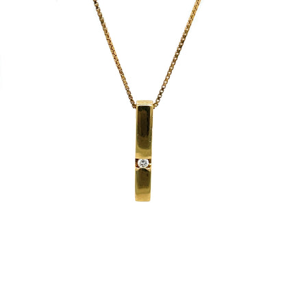 18ct Yellow Gold Diamond Bar Pendant
