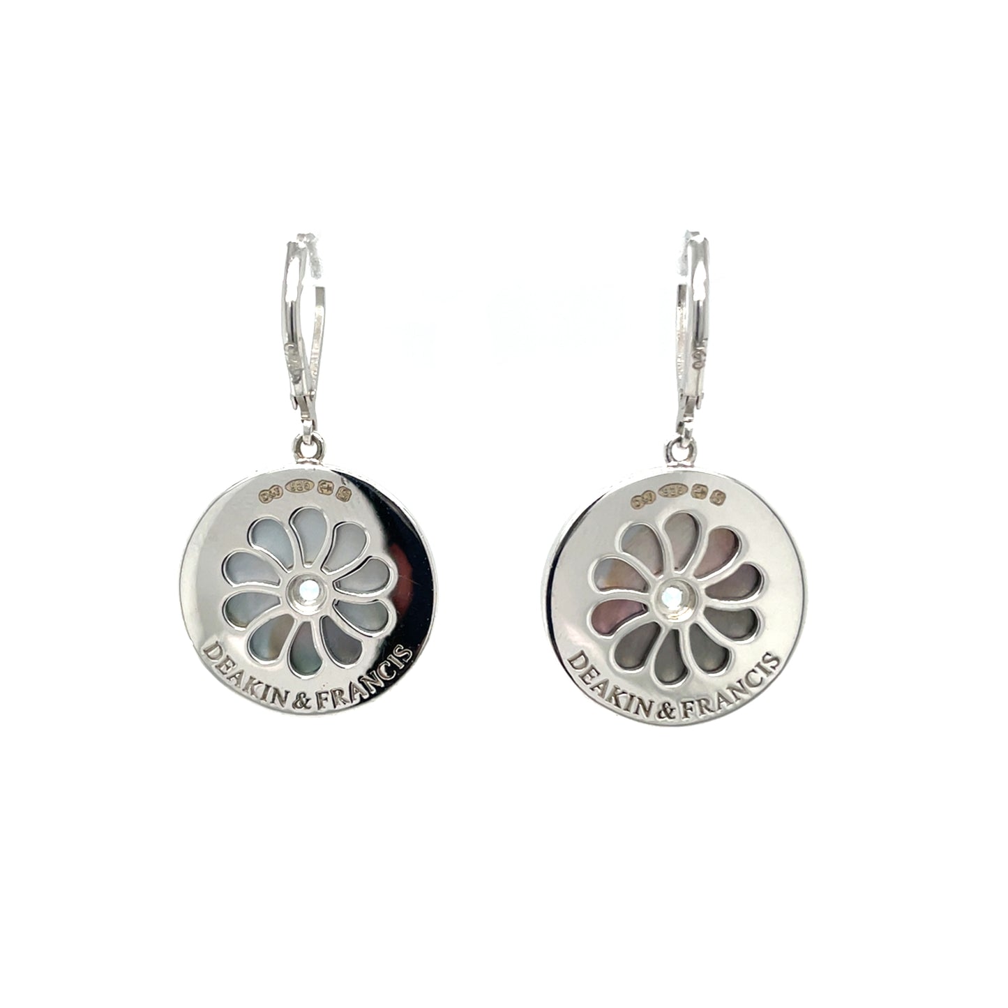 Silver Deakin & Francis Mother of Pearl & Aquamarine Drop Earrings