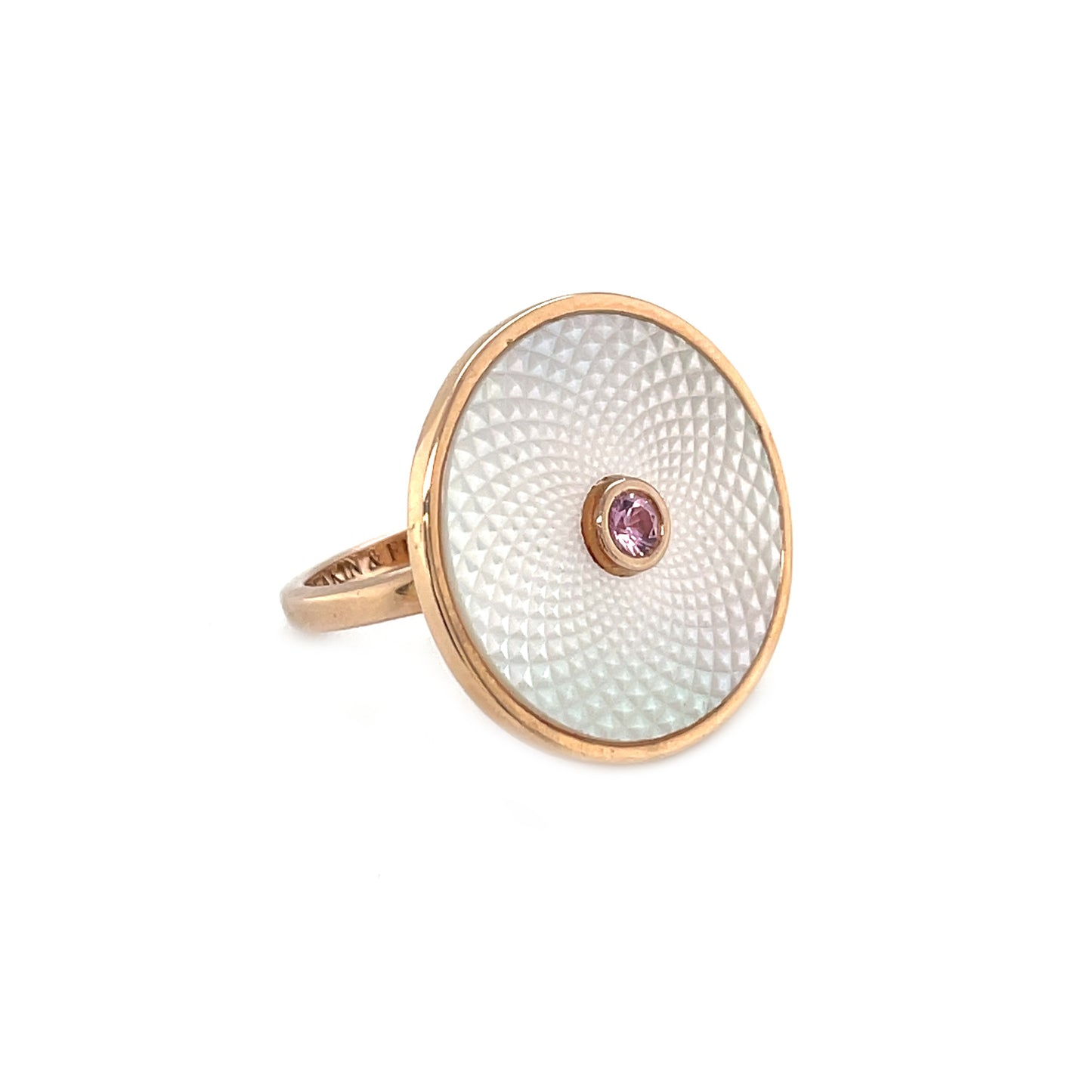 Rose Gold Vermeil Deakin & Francis Mop & Pink Sapphire Dreamcatcher Ring (K)