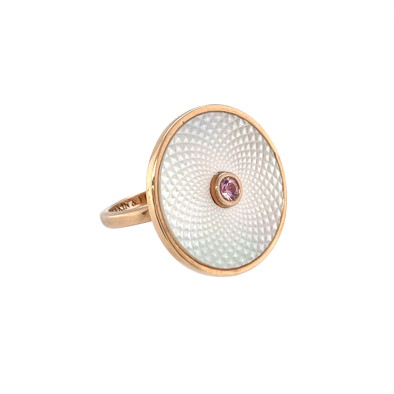 Rose Gold Vermeil Deakin & Francis Mop & Pink Sapphire Dreamcatcher Ring (K)