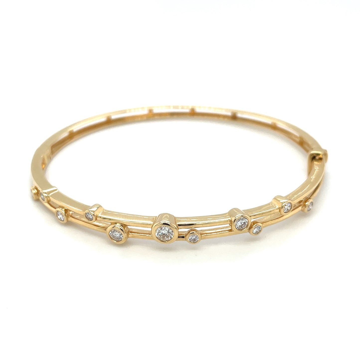 18ct Yellow Gold Diamond Bubble Bangle
