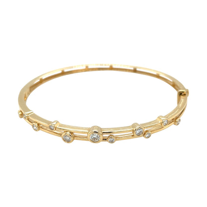 18ct Yellow Gold Diamond Bubble Bangle