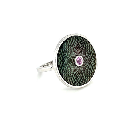 Silver Deakin & Francis Mop & Pink Sapphire Dreamcatcher Ring