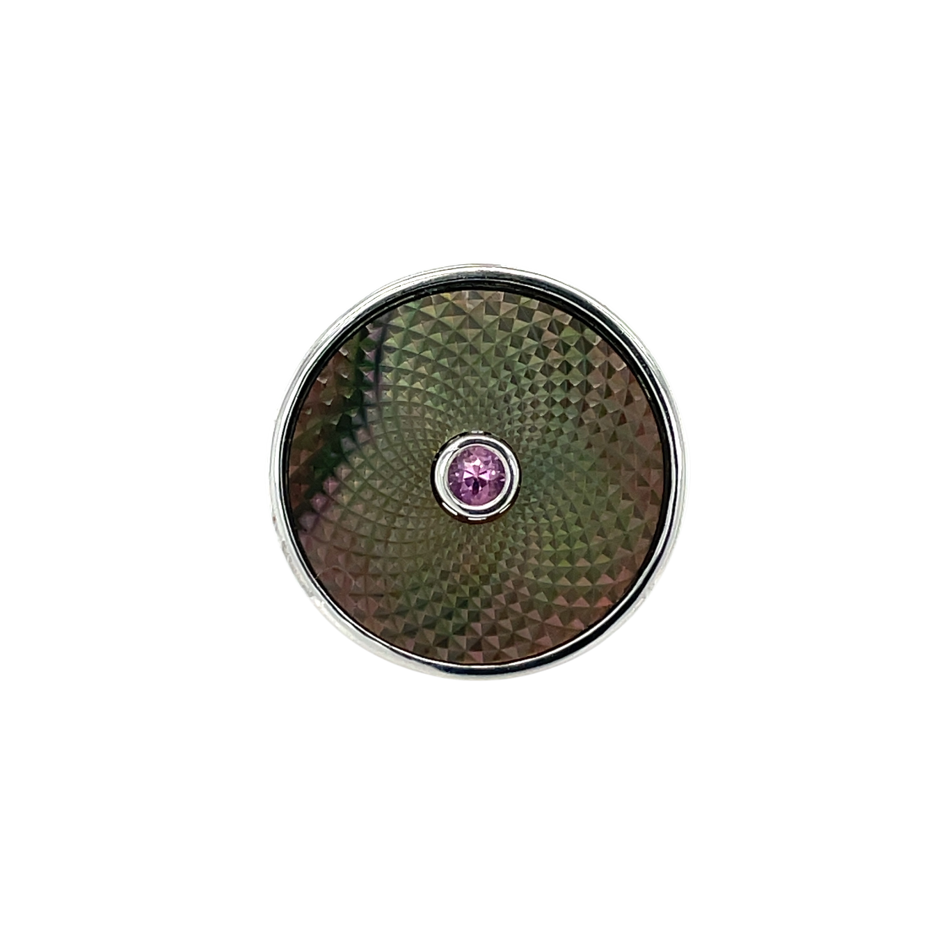 Silver Deakin & Francis Mop & Pink Sapphire Dreamcatcher Ring (M1/2)