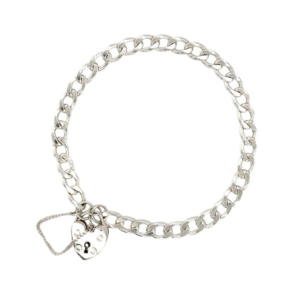 Silver Curb Charm Bracelet (8")