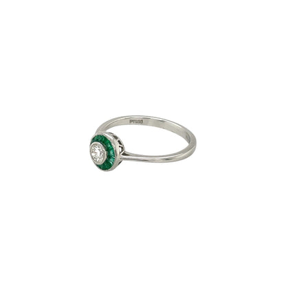 Platinum Emerald & Diamond Target Ring (K1/2)