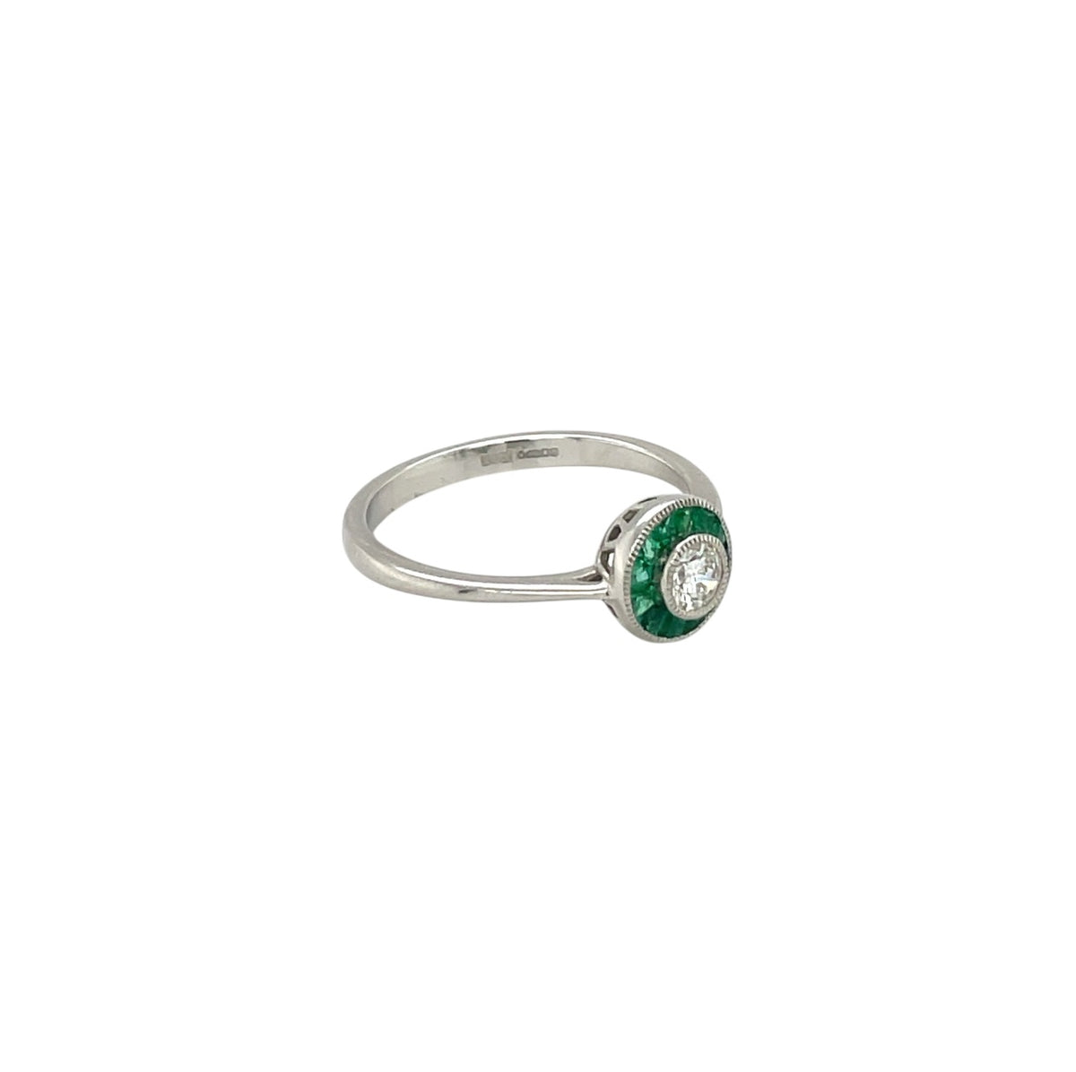Platinum Emerald & Diamond Target Ring (K1/2)
