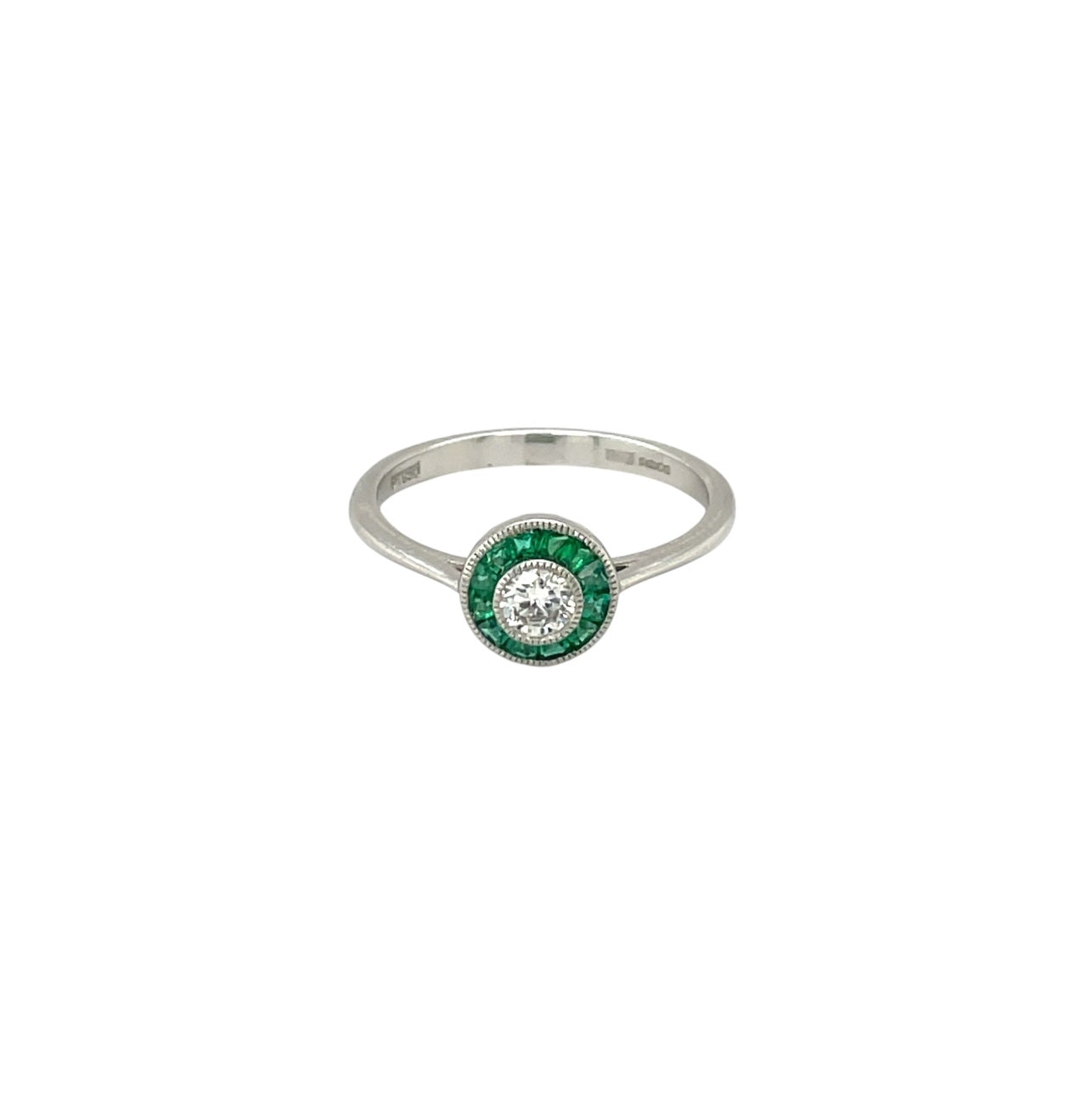 Platinum Emerald & Diamond Target Ring (K1/2)