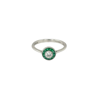 Platinum Emerald & Diamond Target Ring (K1/2)