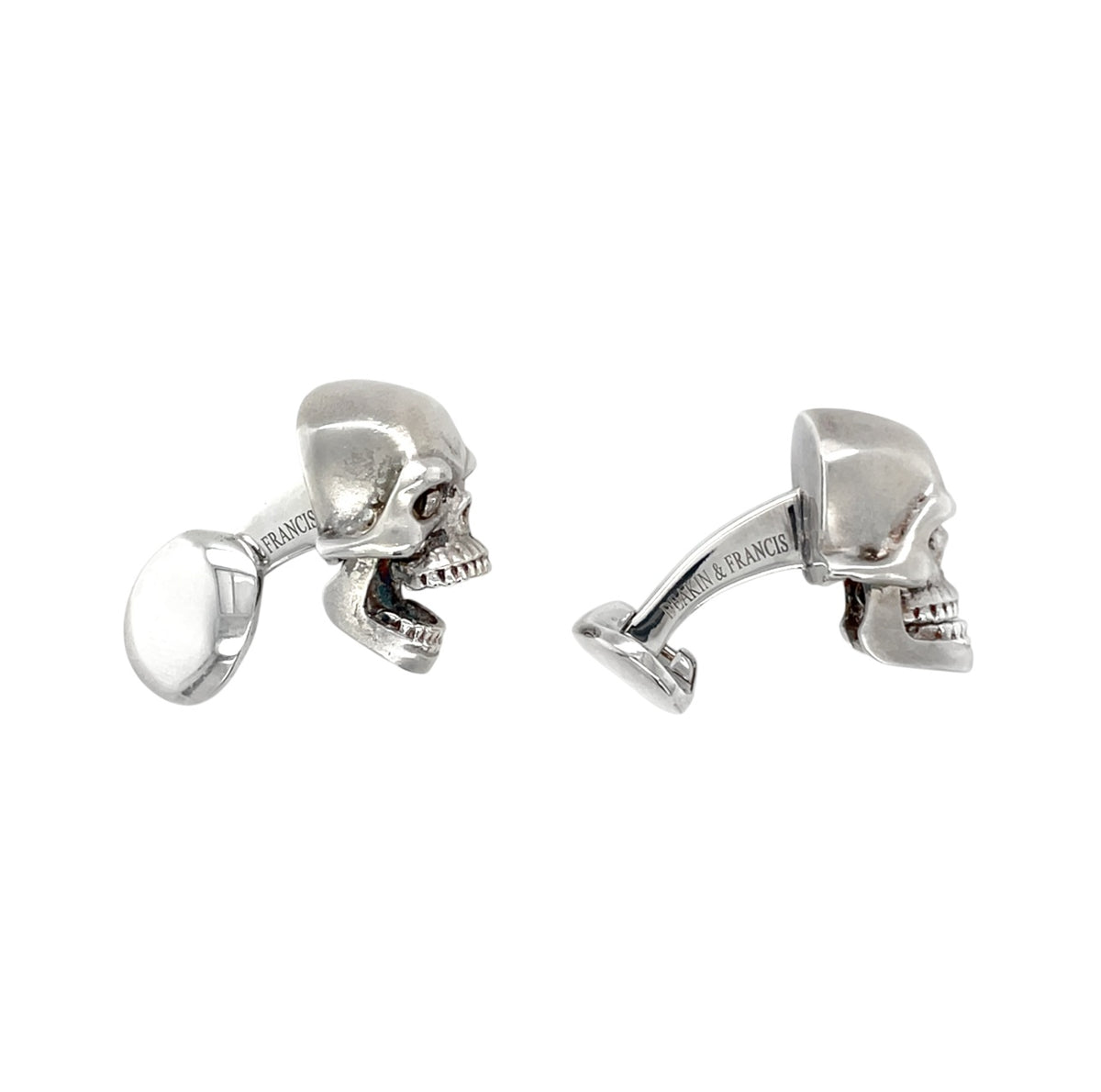 Silver & Diamond Skull Bullet Back Cufflinks