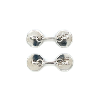 Silver & Lilac Enamel Octagonal Chain Cufflinks