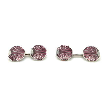 Silver & Lilac Enamel Octagonal Chain Cufflinks
