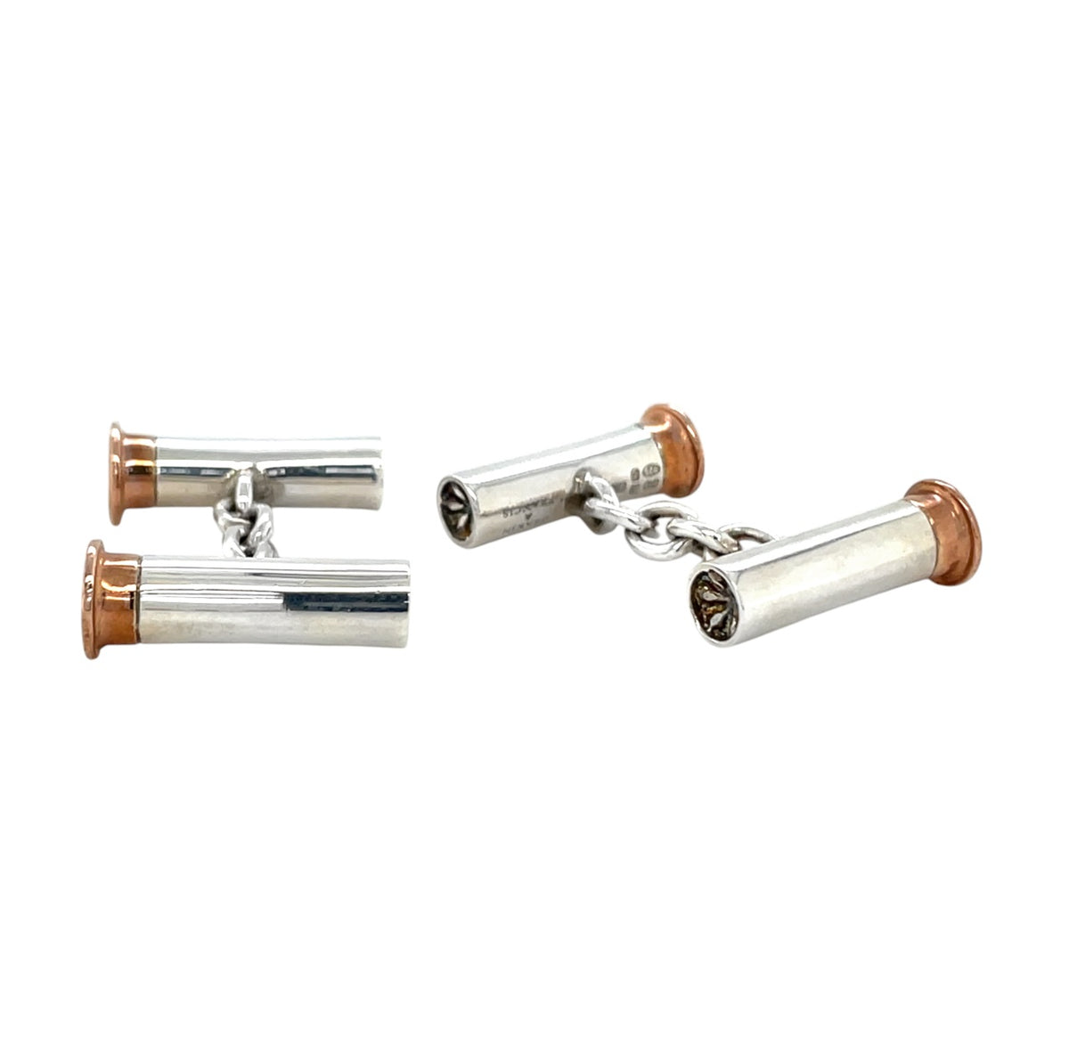Silver & 9ct Rose Gold Cartridge Chain Cufflinks