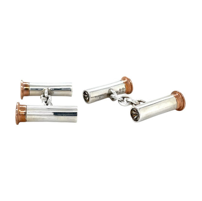 Silver & 9ct Rose Gold Cartridge Chain Cufflinks