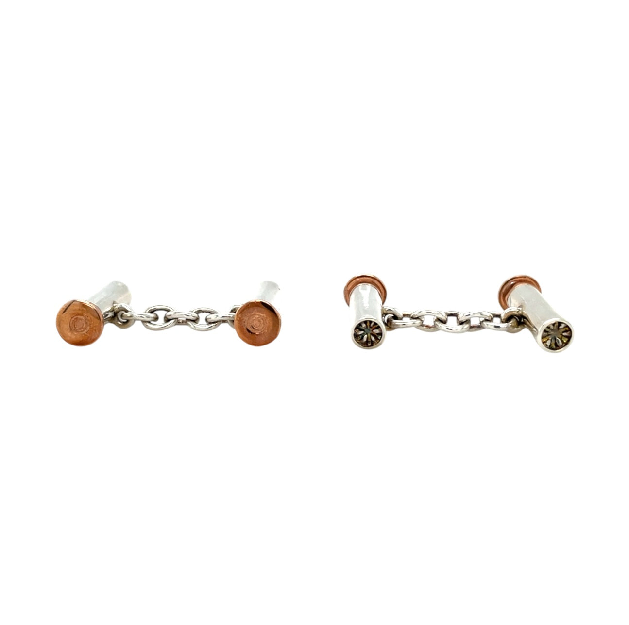 Silver & 9ct Rose Gold Cartridge Chain Cufflinks
