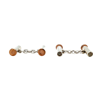 Silver & 9ct Rose Gold Cartridge Chain Cufflinks