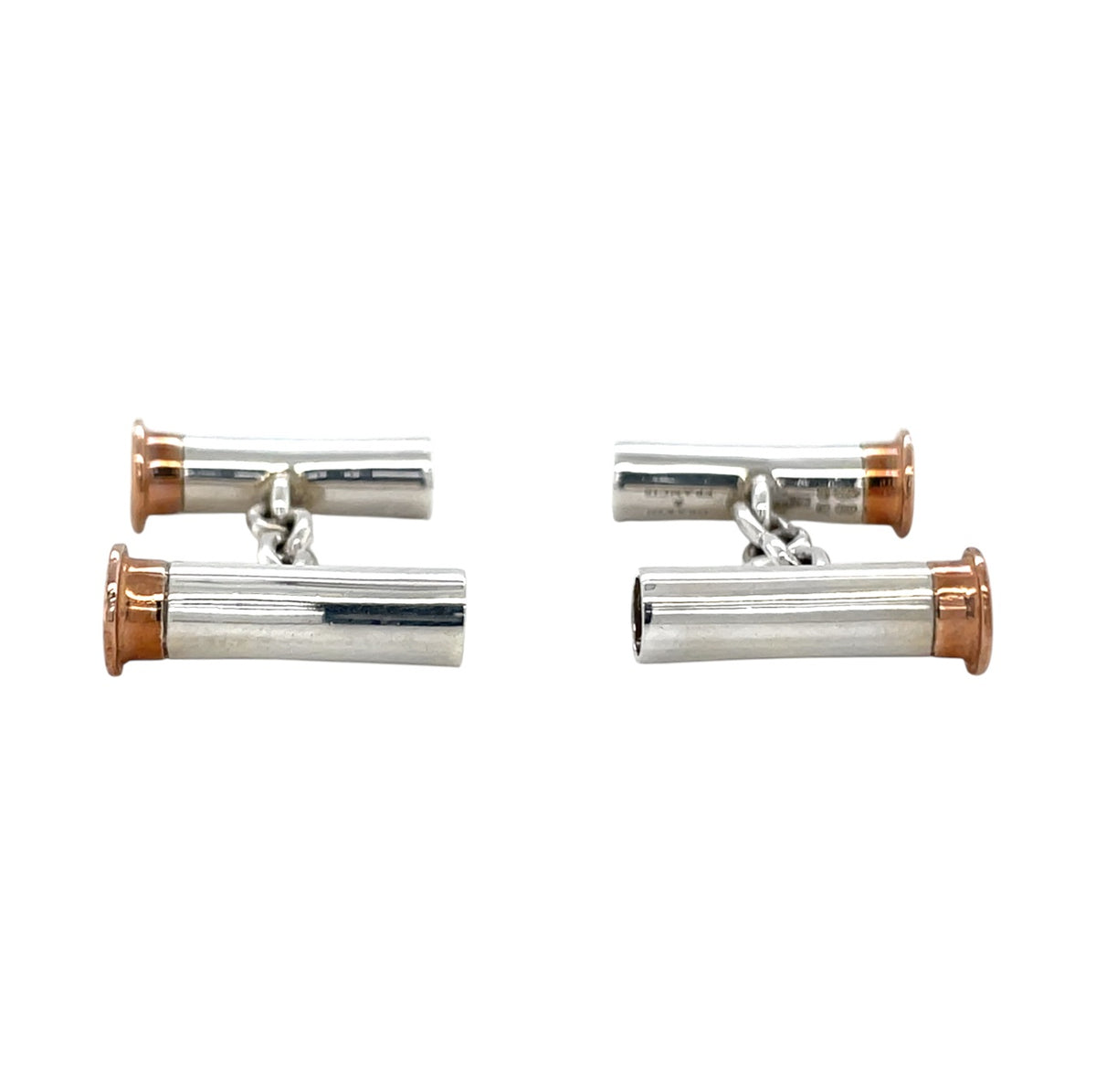Silver & 9ct Rose Gold Cartridge Chain Cufflinks