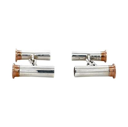 Silver & 9ct Rose Gold Cartridge Chain Cufflinks