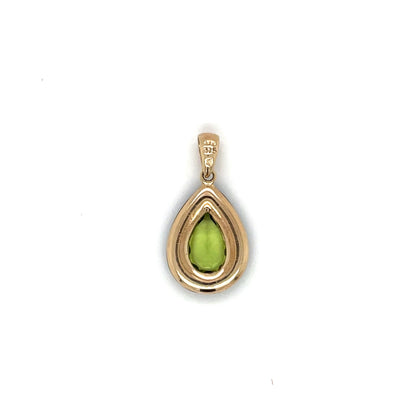 9ct Yellow Gold Peridot & Onyx Pendant Necklace
