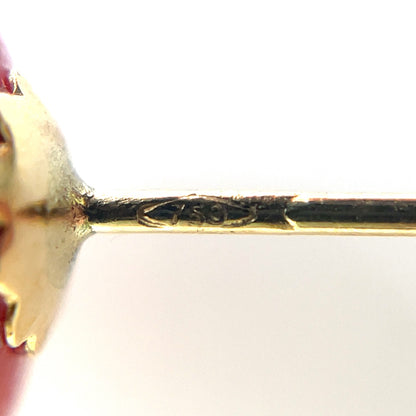 18ct Yellow Gold Coral Button Stud Earrings