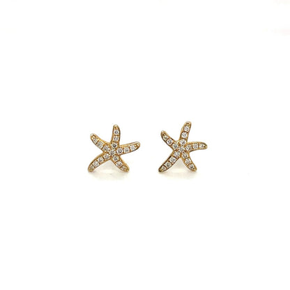 18ct Yellow Gold Diamond-Set Starfish Stud Earrings