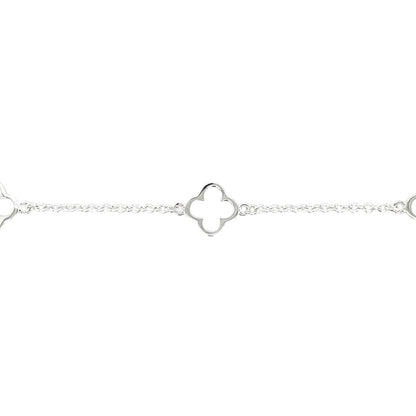 Silver Clover Station Bracelet