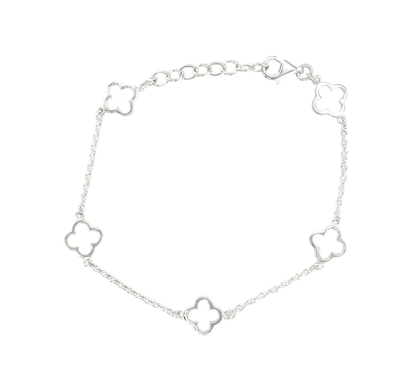 Silver Clover Station Bracelet