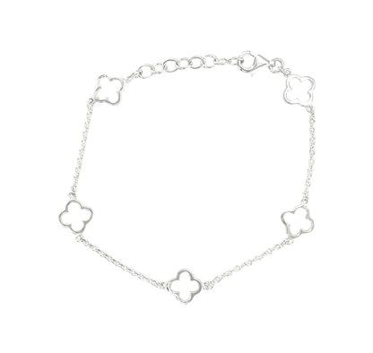 Silver Clover Station Bracelet