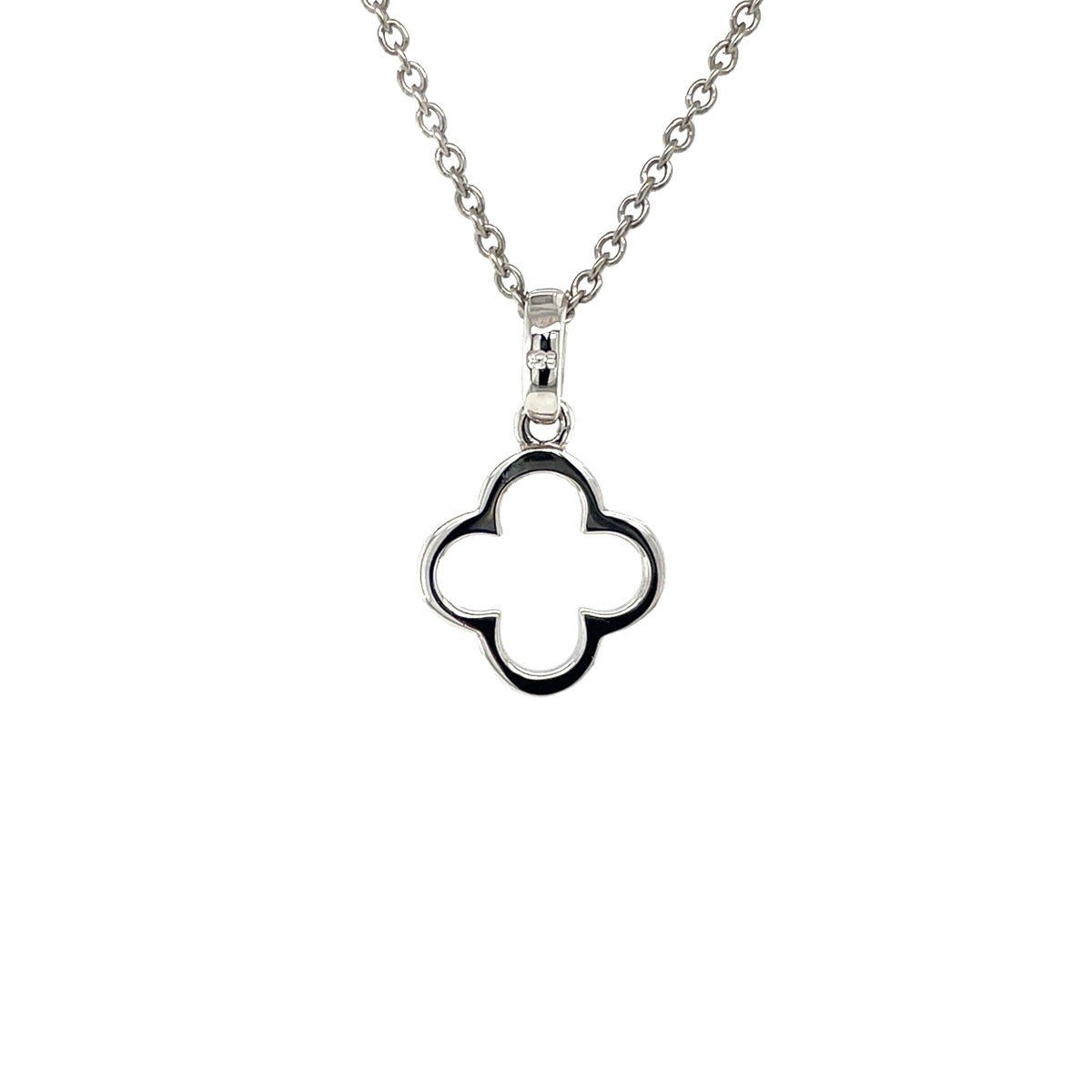 Silver Clover Pendant & Chain (16-18")