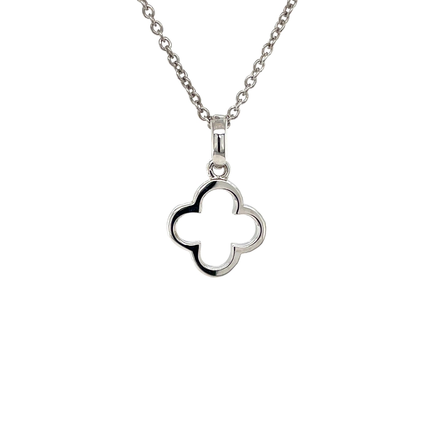 Silver Clover Pendant & Chain (16-18")