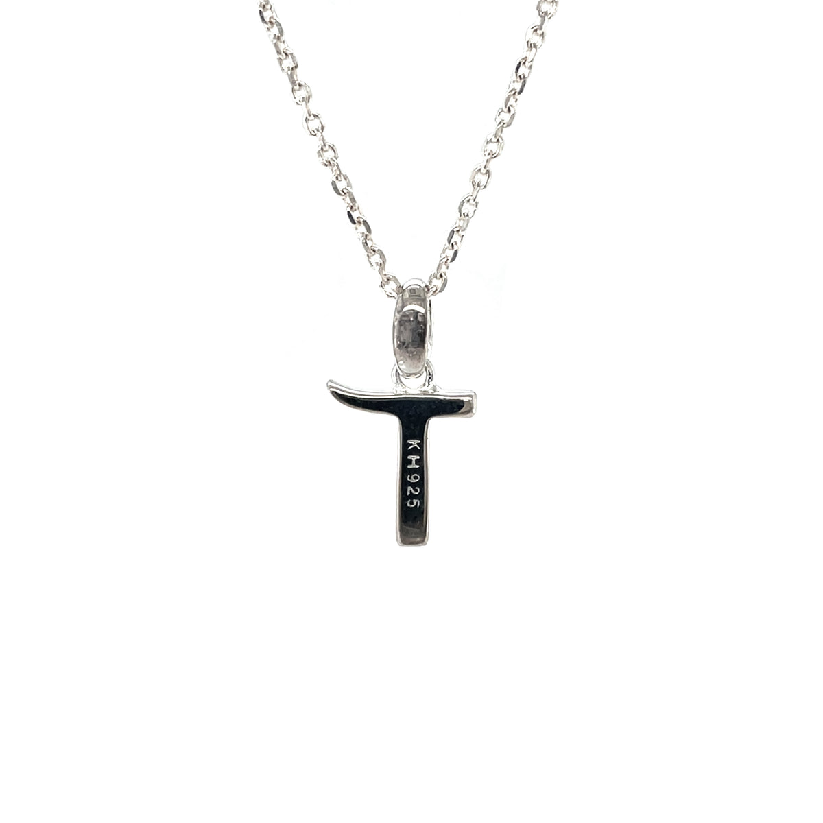 Silver 'T' Letter Pendant & Chain (16-18")